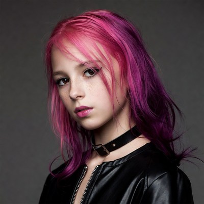 Girl with pink hair wearing choker