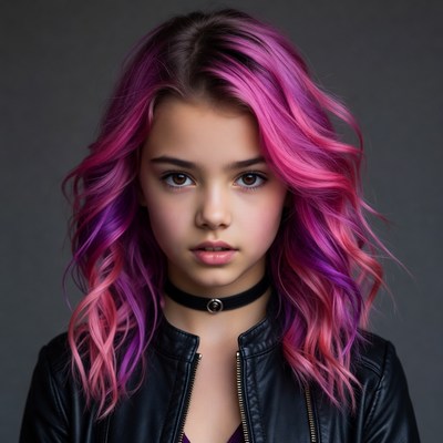 Girl with pink hair wearing choker