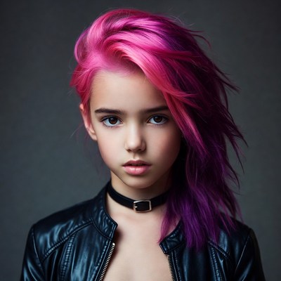 Girl with pink punk hair and choker