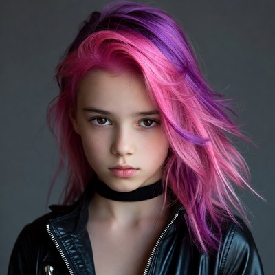 Girl with pink purple hair