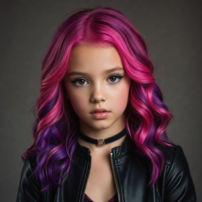 Girl with pink purple hair