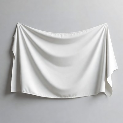 White fabric draped on gray wall