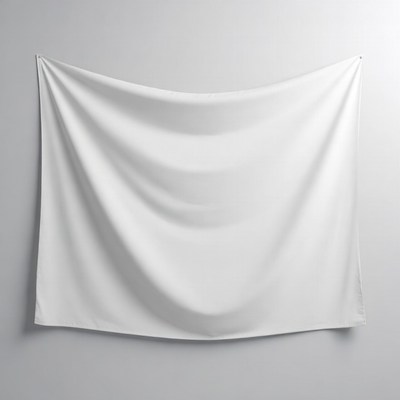 White fabric draped on gray wall