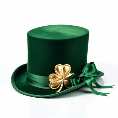 Green Top Hat with Gold Shamrock