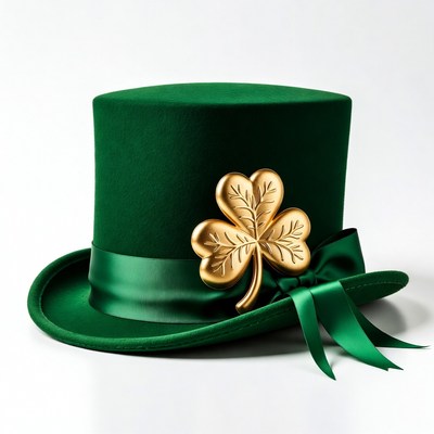 Green top hat with gold shamrock