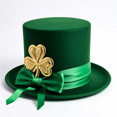 Green Top Hat with Golden Shamrock