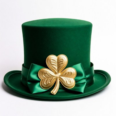 Green top hat with gold shamrock