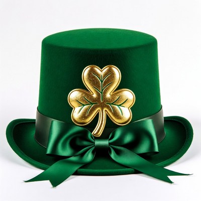 Green top hat with golden shamrock
