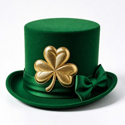 Green top hat with gold shamrock