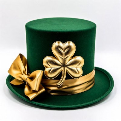 Green Top Hat with Gold Shamrock