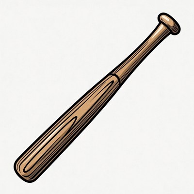 Wooden Baseball Bat Illustration