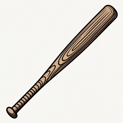 Wooden Baseball Bat Illustration