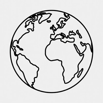 Line Art Earth Globe