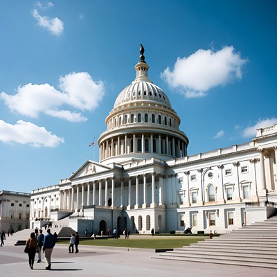 US Capitol Building with Tourists