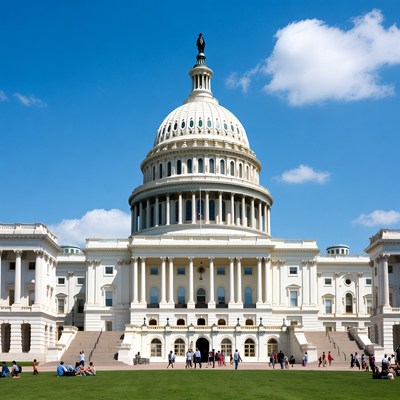 US Capitol Building with Tourists