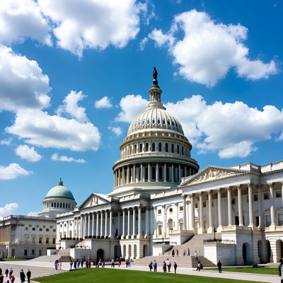 US Capitol Building with Tourists