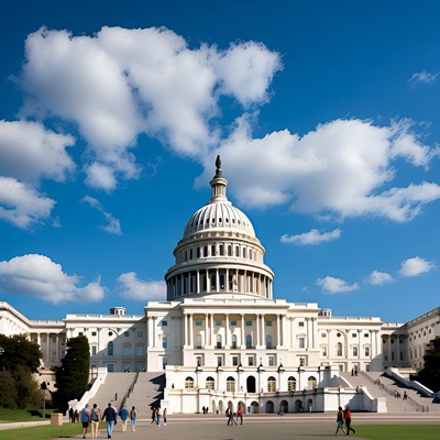 US Capitol Building with Tourists