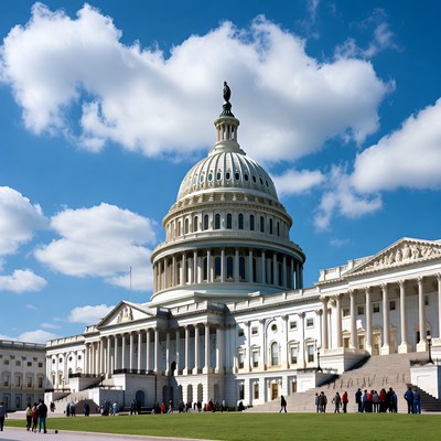 US Capitol Building with Tourists