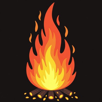 Cartoon Campfire Flames