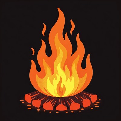 Cartoon Campfire Burning Bright