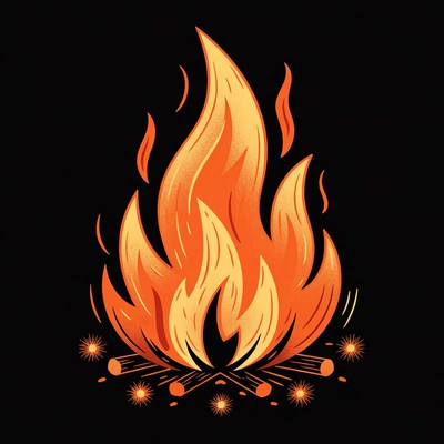 Flaming Campfire Illustration