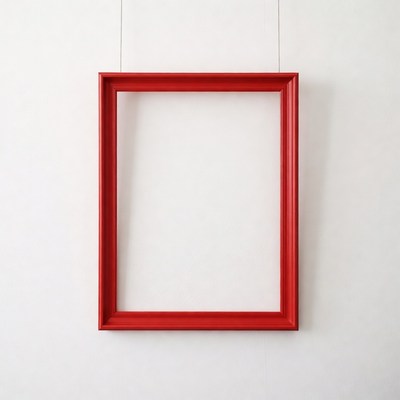 Red Empty Picture Frame Hanging