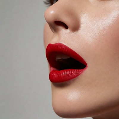 Woman's red lips close-up