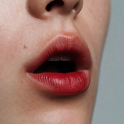 Close-up of woman's open red lips