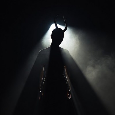 Silhouette of woman with demon horns