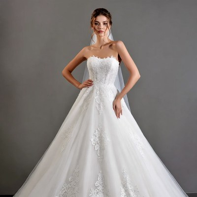 Woman in White Lace Wedding Dress