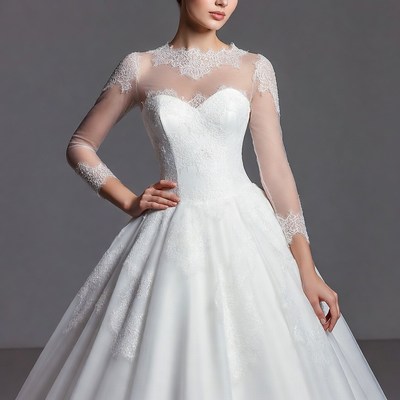 Woman in Lace Wedding Dress