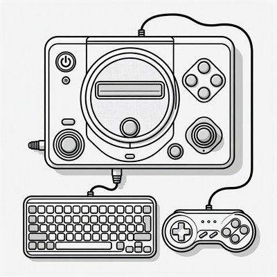 Line Art Retro Gaming Console