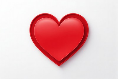 3D Red Heart on White