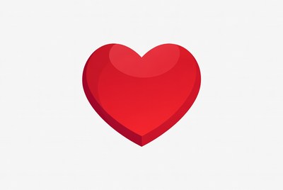 Red heart on white background