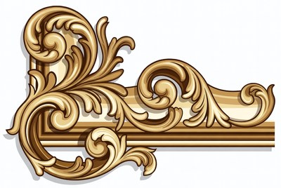 Golden Baroque Corner Border Illustration