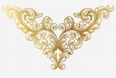 Golden V-Shaped Ornate Floral Ornament