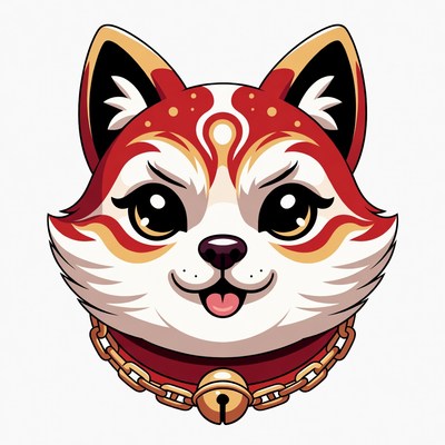 Cute red fox with gold chain