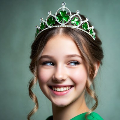 Girl wearing shamrock crown