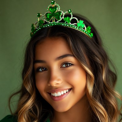 Girl wearing shamrock crown