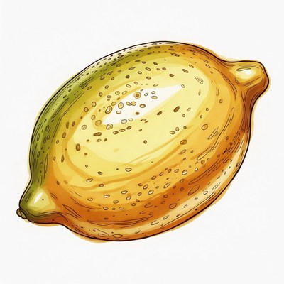 Lemon illustration on white background