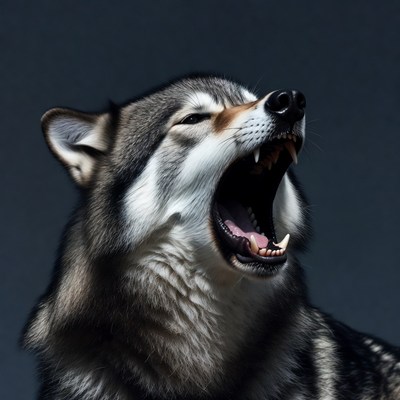 Howling Gray Wolf Closeup