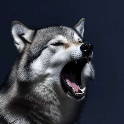 Gray Husky Dog Howling
