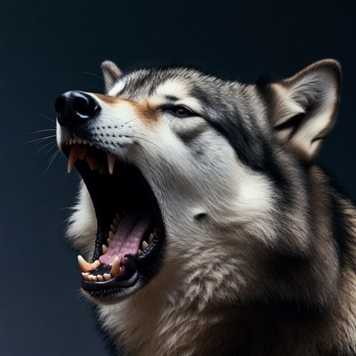 Howling Alaskan Malamute wolf dog