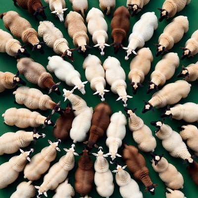 Sheep arranged in circle on green background