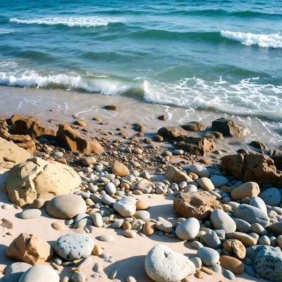 Rocky Beach with Ocean Waves