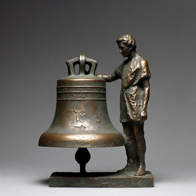 Bronze boy ringing large bell