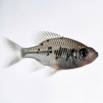 Silver Spotted Fish on White Background