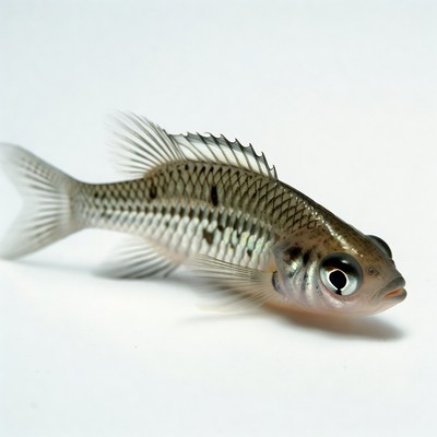 Silver Molly Fish on White Background