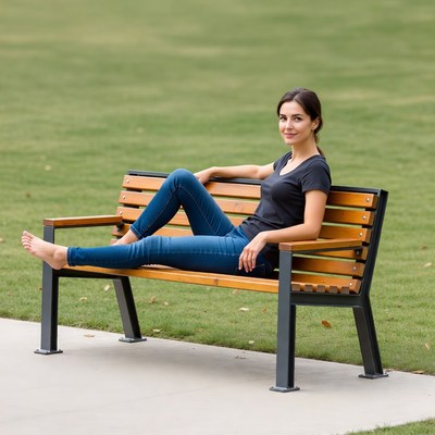 Woman lounging on park bench