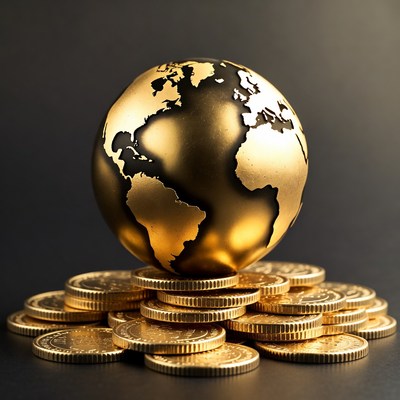 Golden Globe on Coin Stack